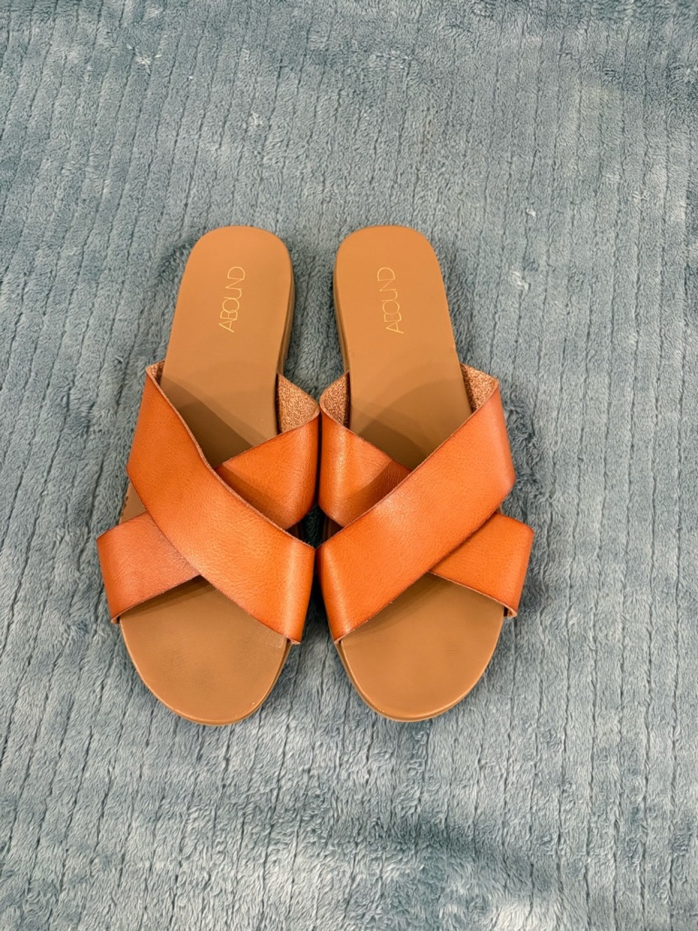 Abound Women's Orange Cross-Band Slide Sandals